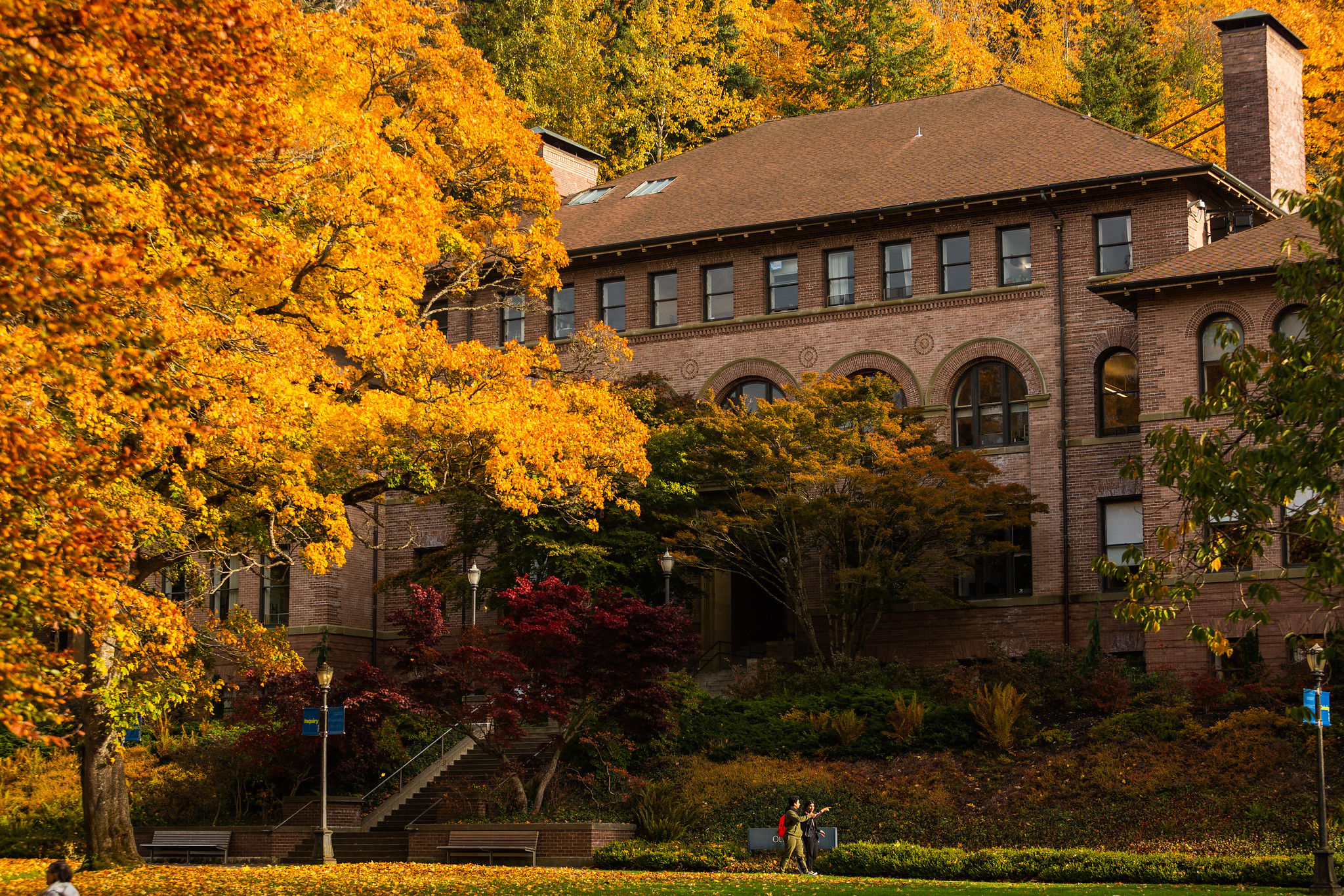 Old Main surrounded by fall foliage
